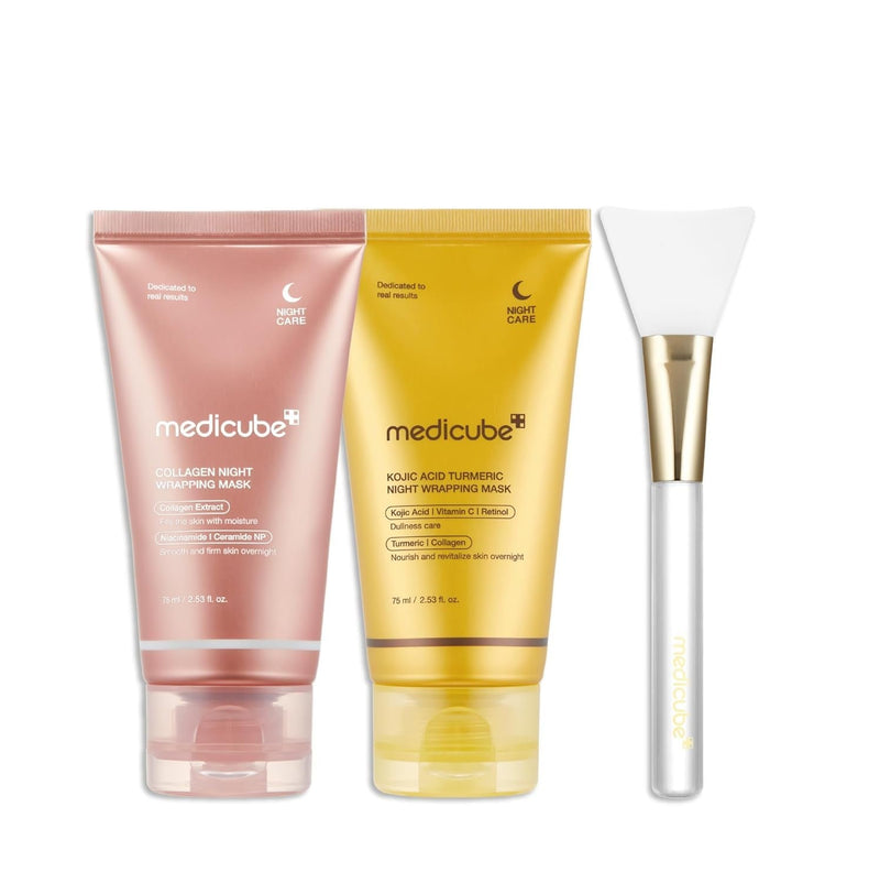 Collagen & Turmeric Overnight Wrapping Mask Duo + Brush – Front Bottle Shot | Lumeal California