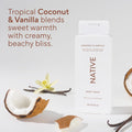 Natural Coconut & Vanilla Body Wash Packaging & Full Ingredient Label | Lumeal CA