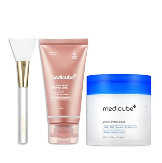Glass Skin Duo | Pore Pads & Collagen Overnight Mask Set – Front Bottle Shot | Lumeal California